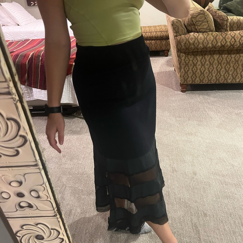 Midi skirt with mesh detail
